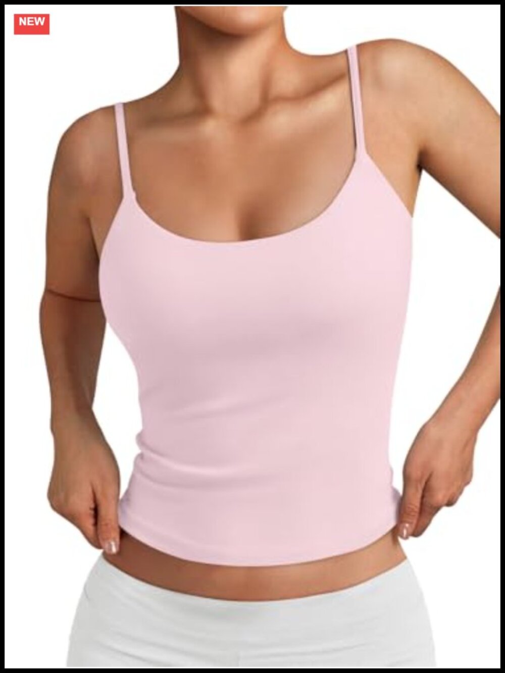 Double Lined Adjustable Spaghetti Strap Scoop Neck Tank Top